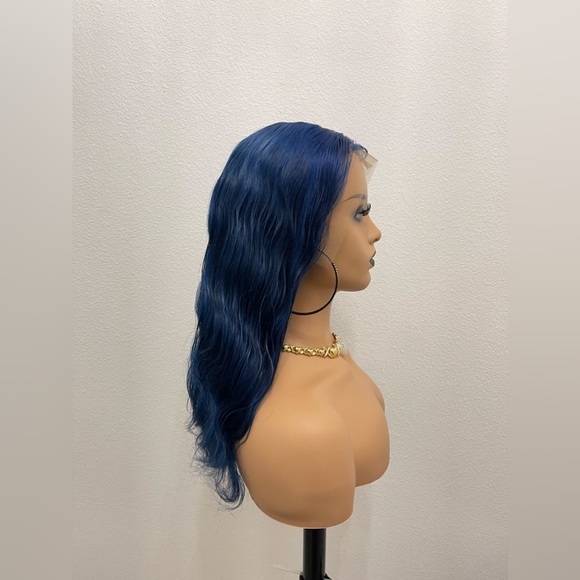 New! 16” 13x4 Blue Human Hair Body Wave Lacefront Wig - Picture 3 of 13